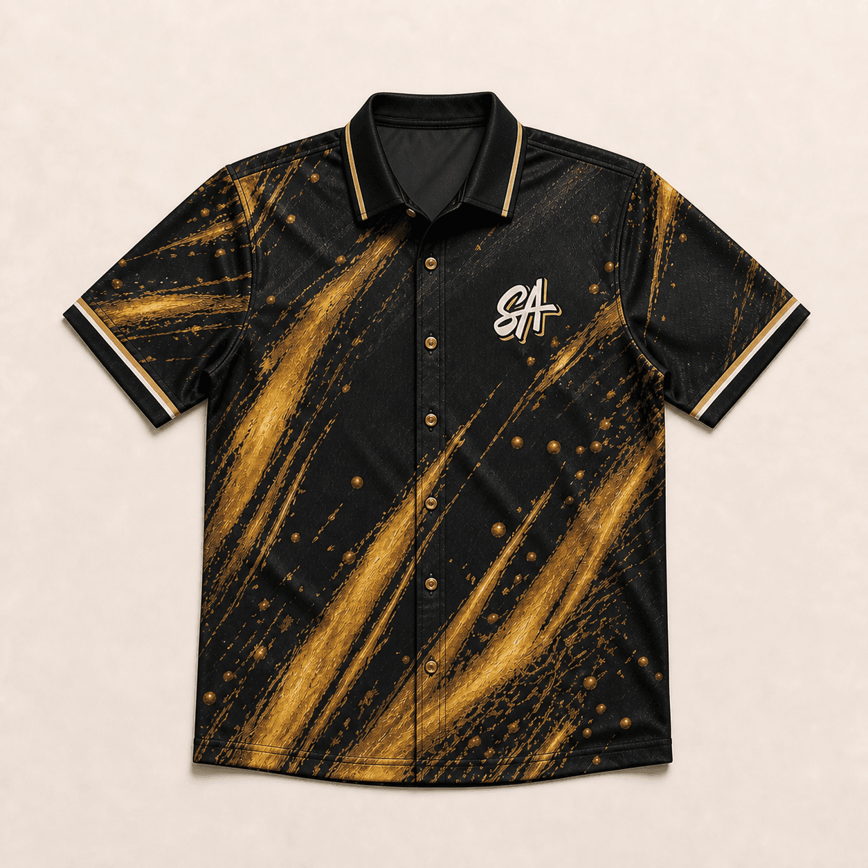 Black and gold Slugger Athletics custom bowling uniform