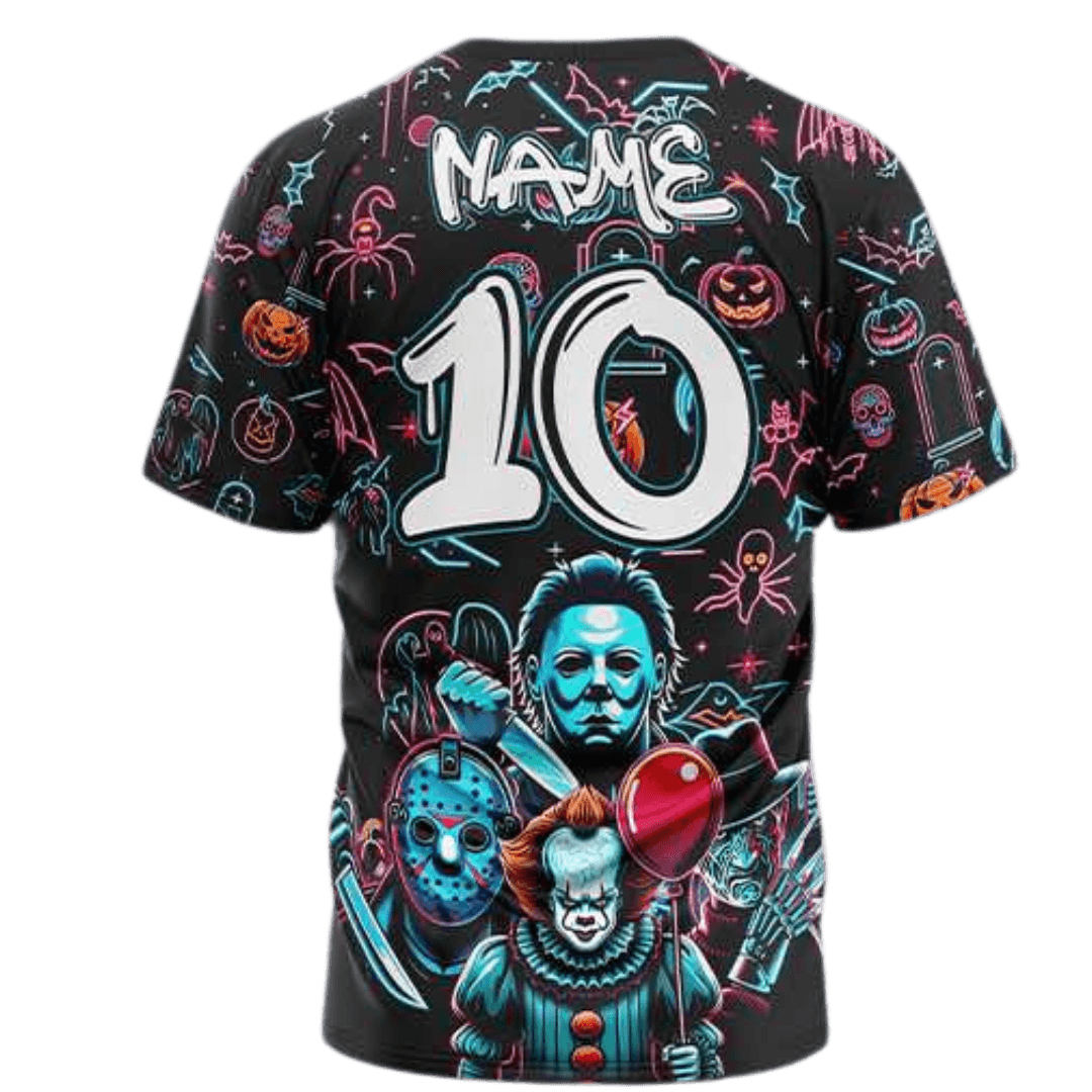 Neon Halloween custom jersey — back view