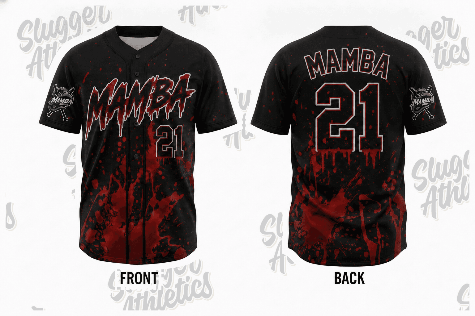 Mamba Halloween Black full-button jersey example from Mamba Baseball